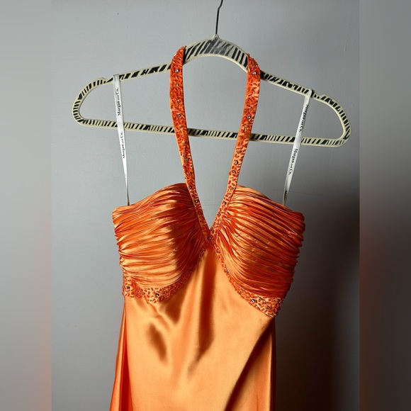 Morgan and Co Stunning Orange Bedazzled Evening Dress - Picture 2 of 3